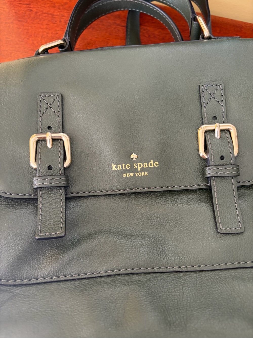 Kate Spade Southport Avenue Green Leather Satchel Crossbody - Picture 10 of 11